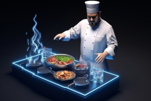 Chef utilisant la technologie AR dans son métier