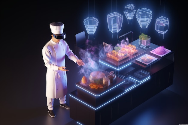 Chef utilisant la technologie AR dans son métier