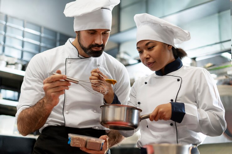 Photo gratuit des chefs professionnels travaillant ensemble