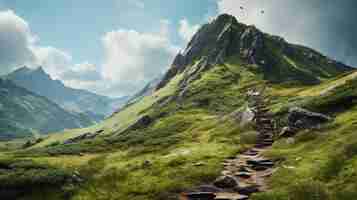 Photo gratuite un chemin qui mène au sommet d'une montagne