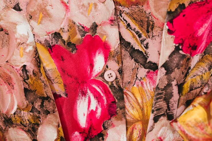 Photo gratuit chemise colorée avec des fleurs en gros plan
