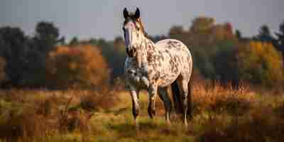 Photo gratuite cheval blanc dans le pâturage