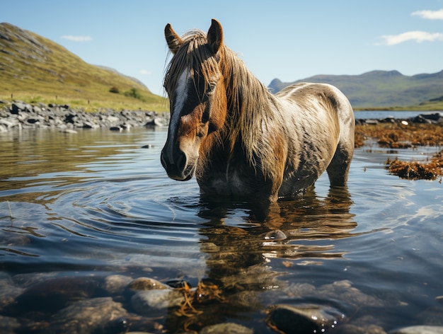 Photo gratuite le cheval dans la nature génère une image