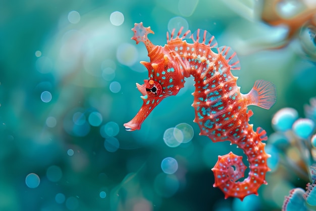 Photo gratuite un cheval de mer réaliste dans l'environnement sauvage sous-marin