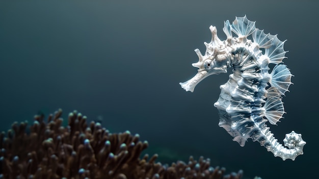 Photo gratuite un cheval de mer réaliste dans l'environnement sauvage sous-marin