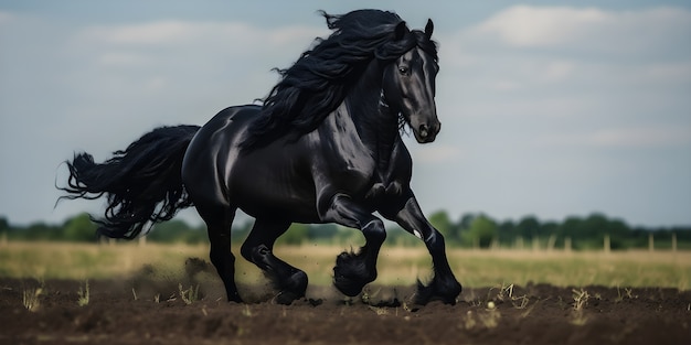 Photo gratuite cheval qui court dans les champs