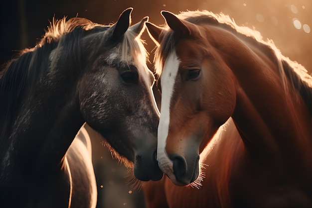 Photo gratuite les chevaux dans la nature génèrent une image