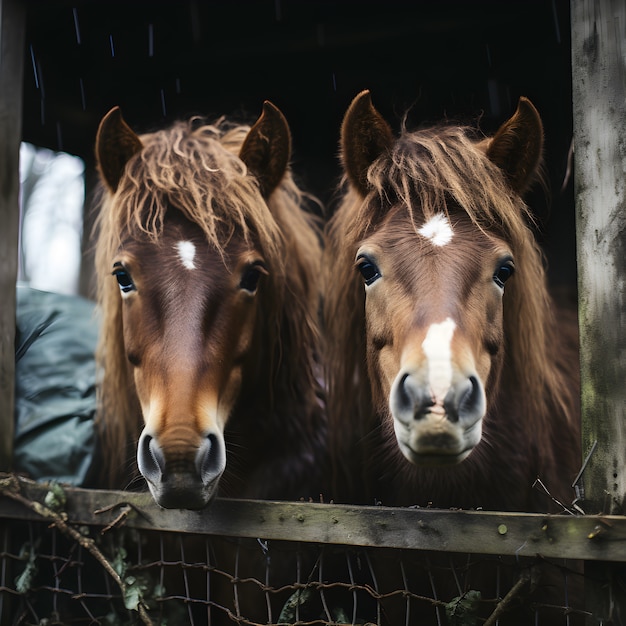 Photo gratuite les chevaux dans la nature génèrent une image