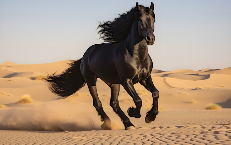 Photo gratuit des chevaux qui courent dans le désert.