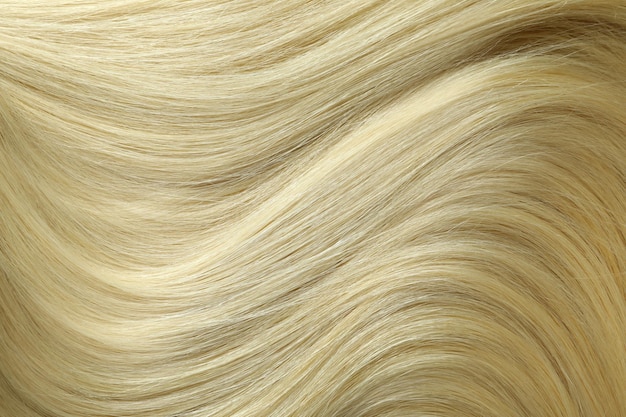 Cheveux blonds féminins sur fond entier, gros plan