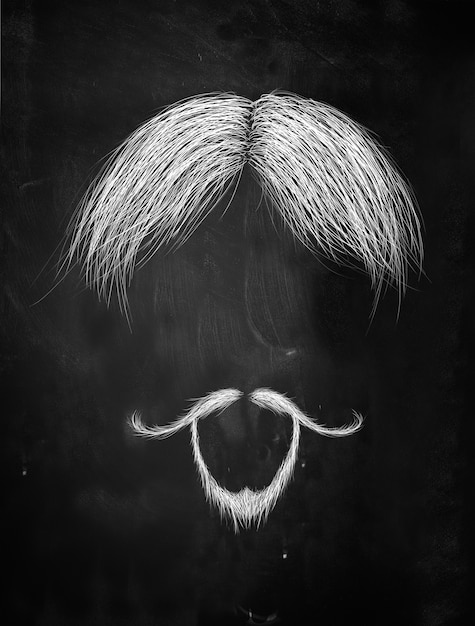 Cheveux, moustaches bouclées et Barbe sur tableau noir