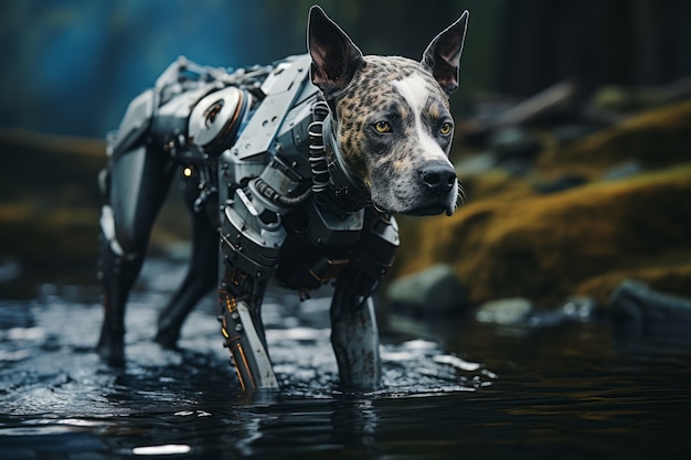 Un chien adorable de style futuriste