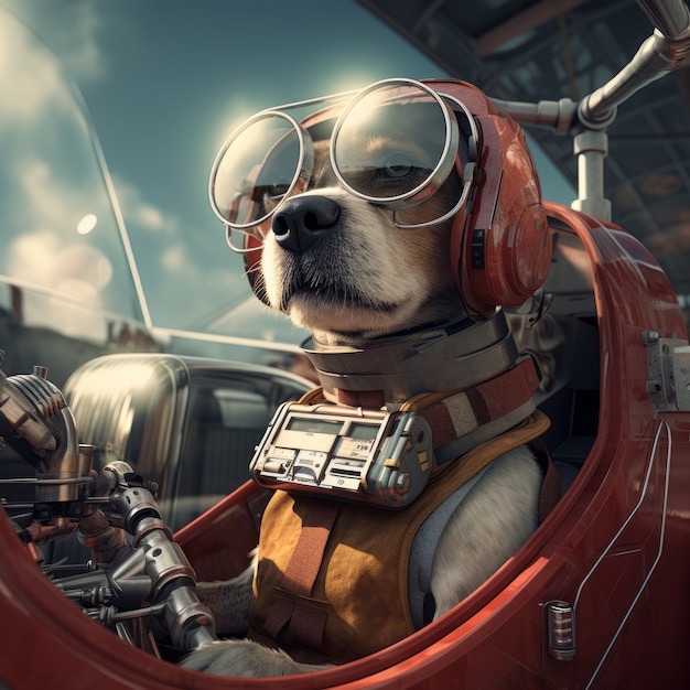 Photo gratuite un chien adorable de style futuriste