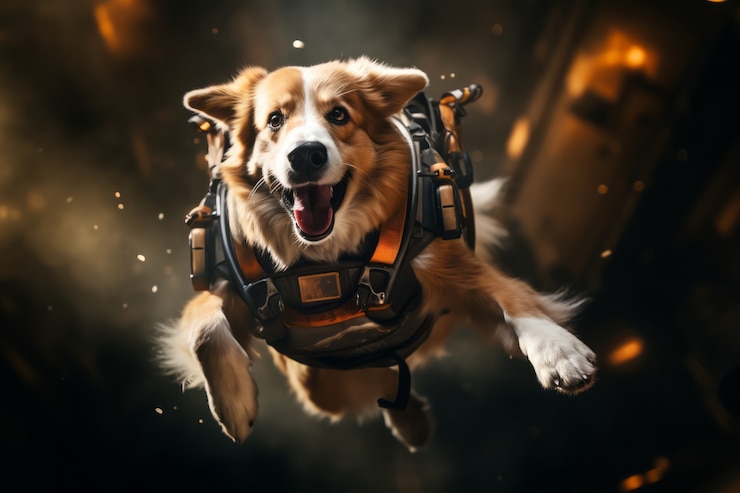 Photo gratuit un chien adorable de style futuriste