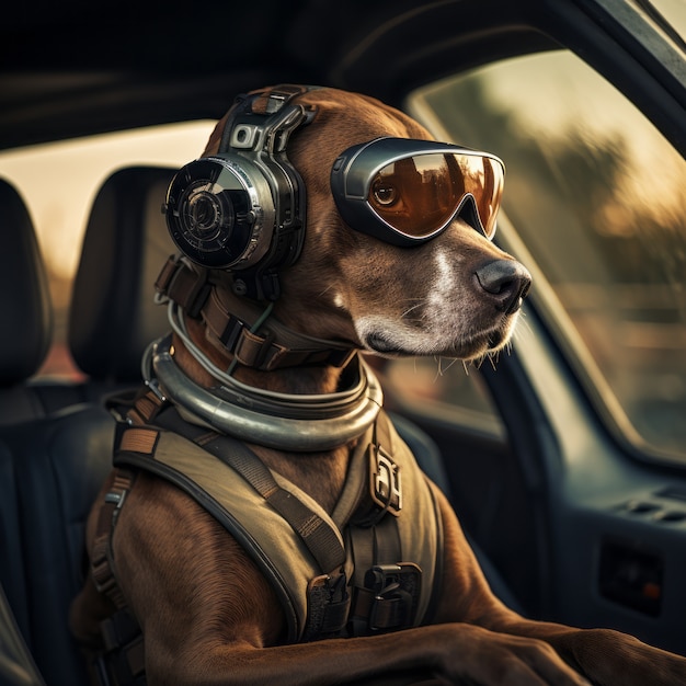 Photo gratuite un chien adorable de style futuriste