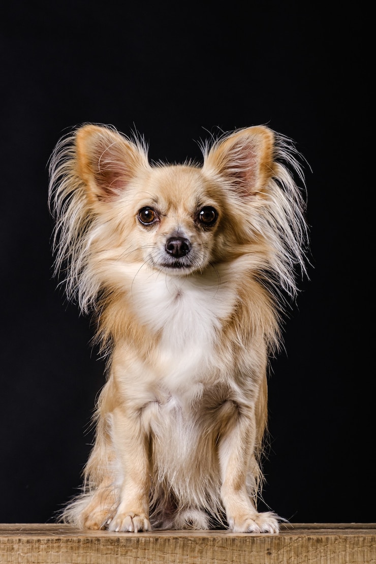 Photo gratuit chien chihuahua sur fond sombre
