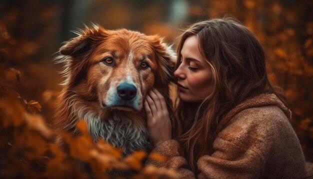 Un chien mignon apporte du bonheur à la journée des femmes générée par l'IA