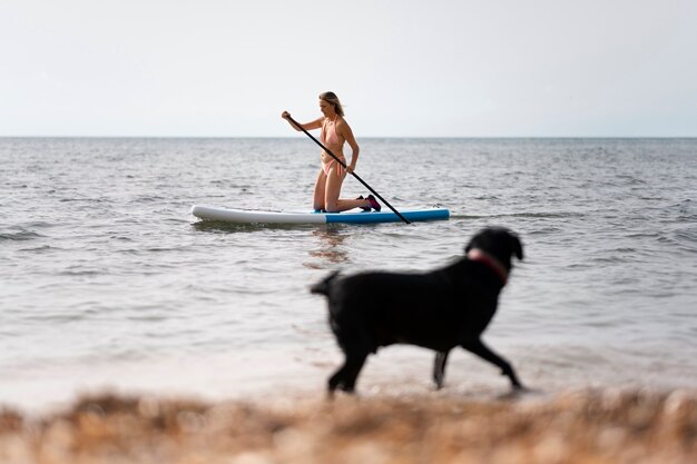 Chien s'amusant à la plage