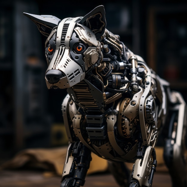 Photo gratuite un chien de style futuriste avec une combinaison de robot