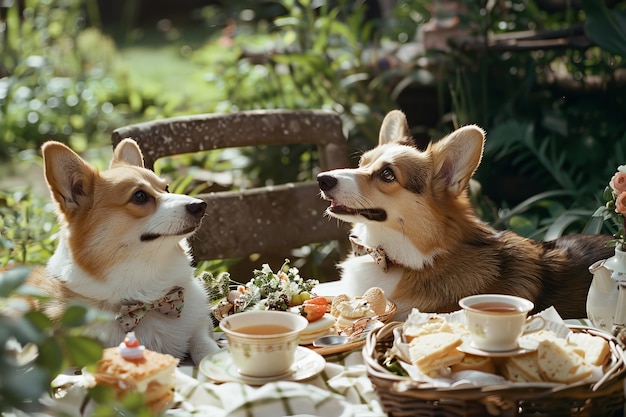 Photo gratuite des chiens en train de faire un pique-nique en plein air