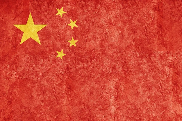 Photo gratuite chine drapeau métallique, drapeau texturé, drapeau grunge