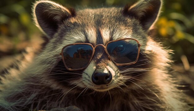 Un chiot terrier mignon portant des lunettes de soleil pose pour la caméra générée par l'IA