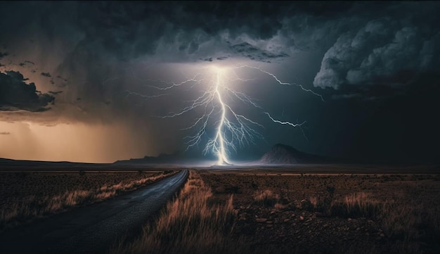 Ciel maussade sur paysage avec atmosphère inquiétante IA générative