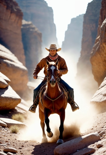 Photo gratuite cinematic portrait of western american cowboy with hat