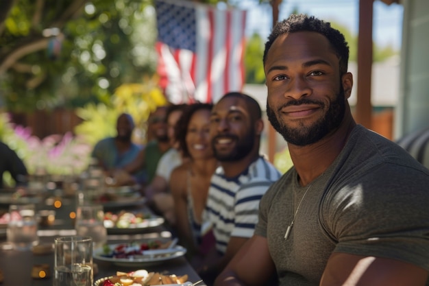 Photo gratuite cinématographique de gens heureux célébrant la fête de l'indépendance américaine