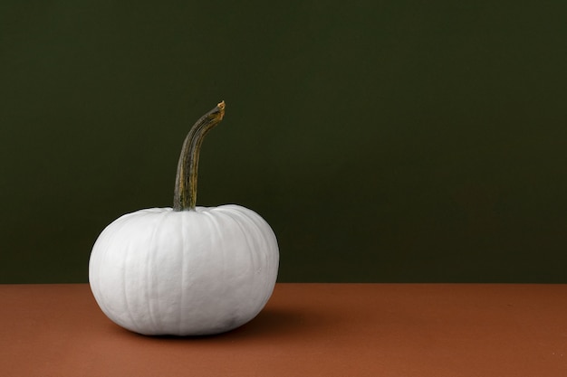 Photo gratuite citrouille avec fond marron et vert nature morte