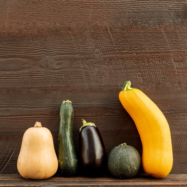 Citrouilles vue de face de différentes tailles