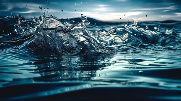 Éclaboussure d'eau sur fond sombre IA générative