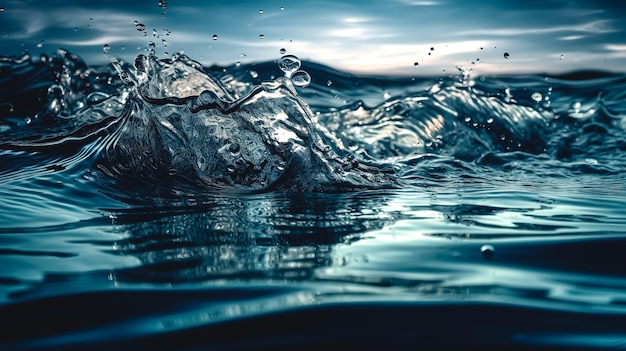 Éclaboussure d'eau sur fond sombre IA générative