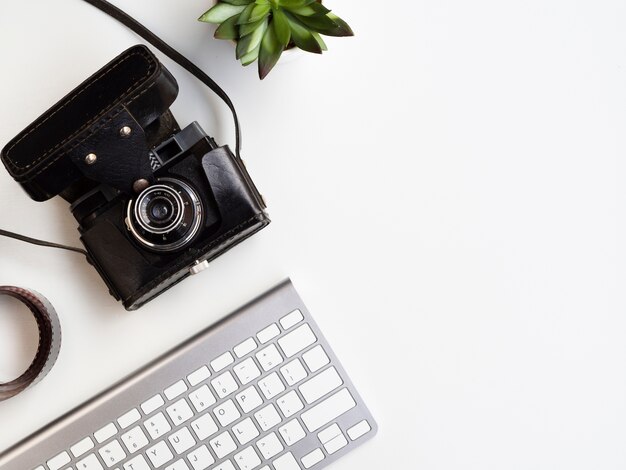 Clavier et appareil photo en vue de dessus