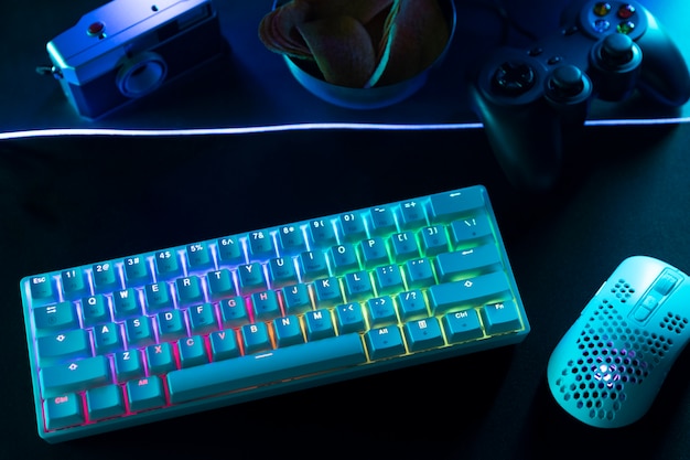 Clavier Bleu Grand Angle Avec Lumières