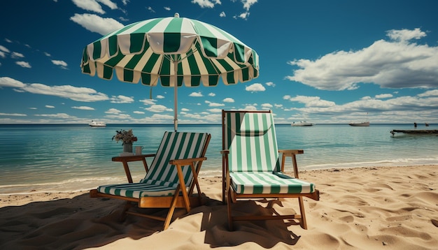 Climat tropical ciel bleu eau turquoise plage de sable relaxation générée par l'intelligence artificielle