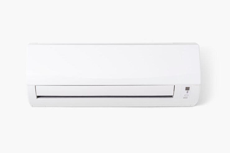 Photo gratuit climatiseur monté sur un mur blanc
