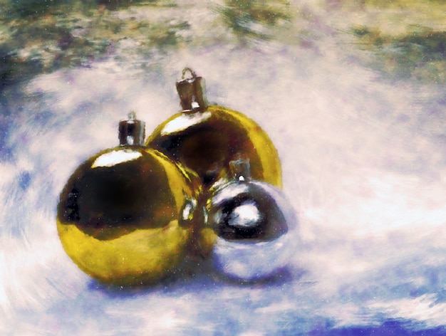 Close-up des boules de Noël peint