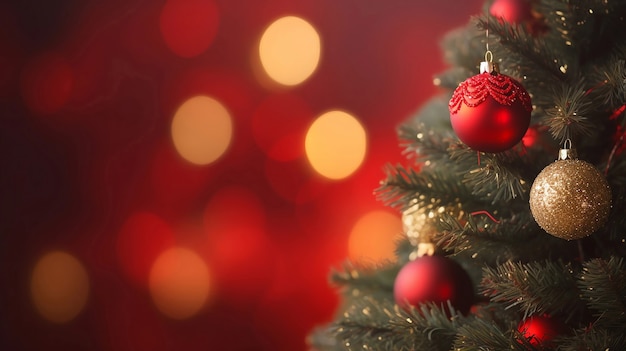 Photo gratuite close-up d'une branche d'arbre de noël avec des ornements