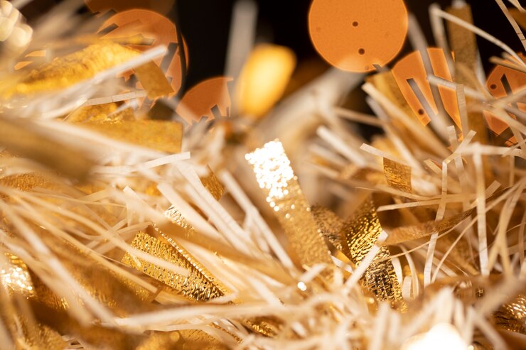 Photo gratuit close-up confetti préparé pour la fête du nouvel an