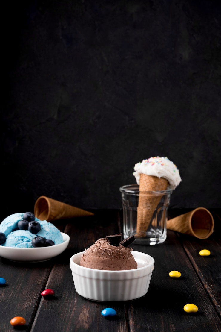 Photo gratuit close-up de crème glacée rafraîchissante prêt à être servi