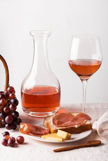 Close-up de délicieux éléments de dégustation de vin