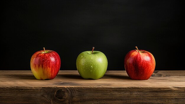 Close up diverses pommes en ligne