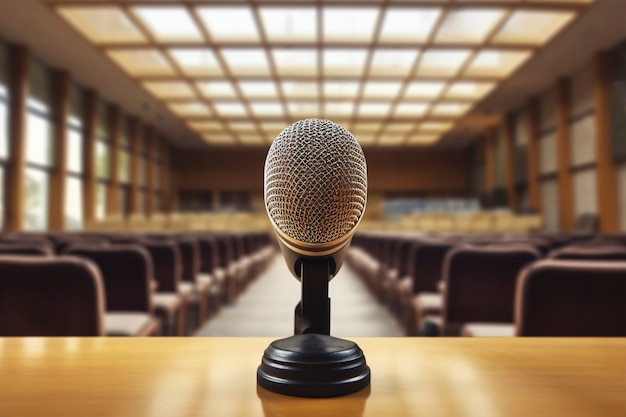 Photo gratuite close up sur le microphone pour le discours lors d'un événement officiel