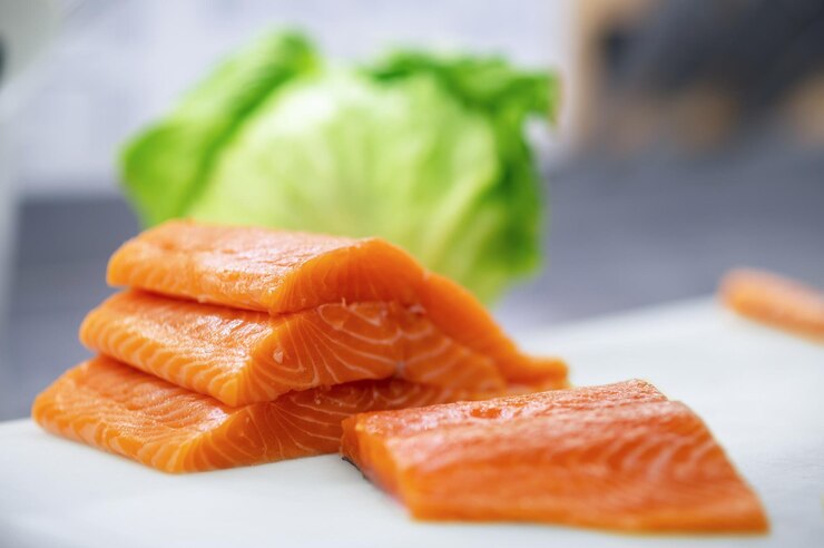 Photo gratuit close up photo de tranches de poisson rouge