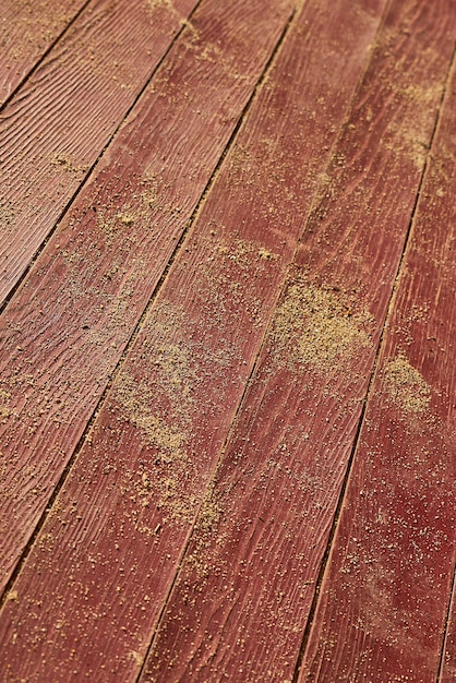 Close-up de planches avec du sable