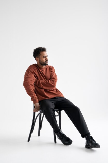 Close up portrait of man in shirt mockup