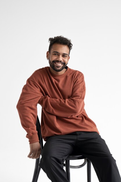 Close up portrait of man in shirt mockup