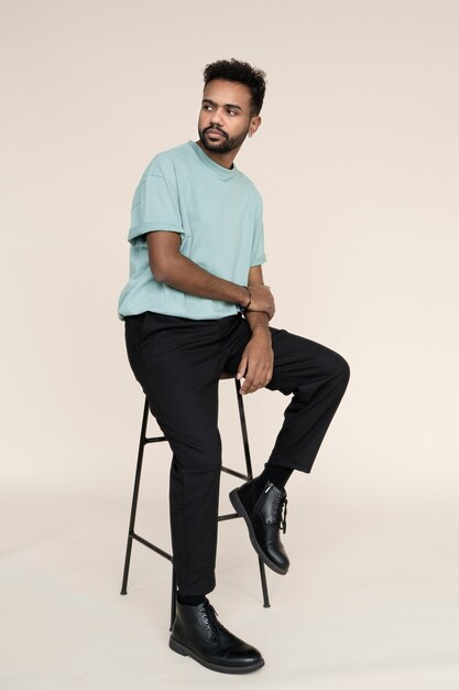 Close up portrait of man in shirt mockup