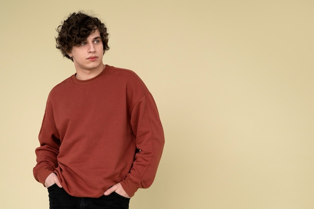 Close up portrait of man in shirt mockup